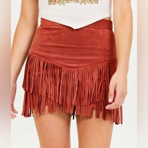 Alter’d State Cowhide Fringe skirt. Burnt orange color. New with tags.